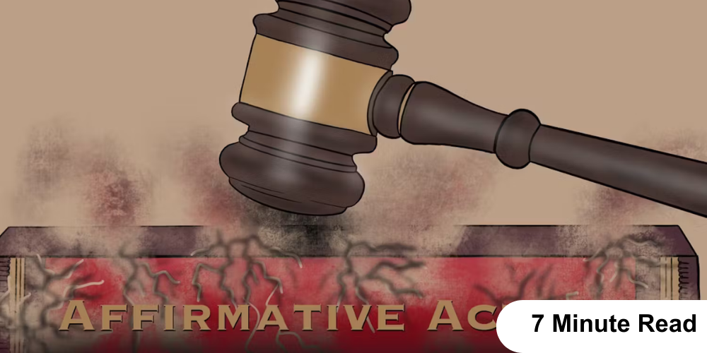 A gavel on the affirmative action training book